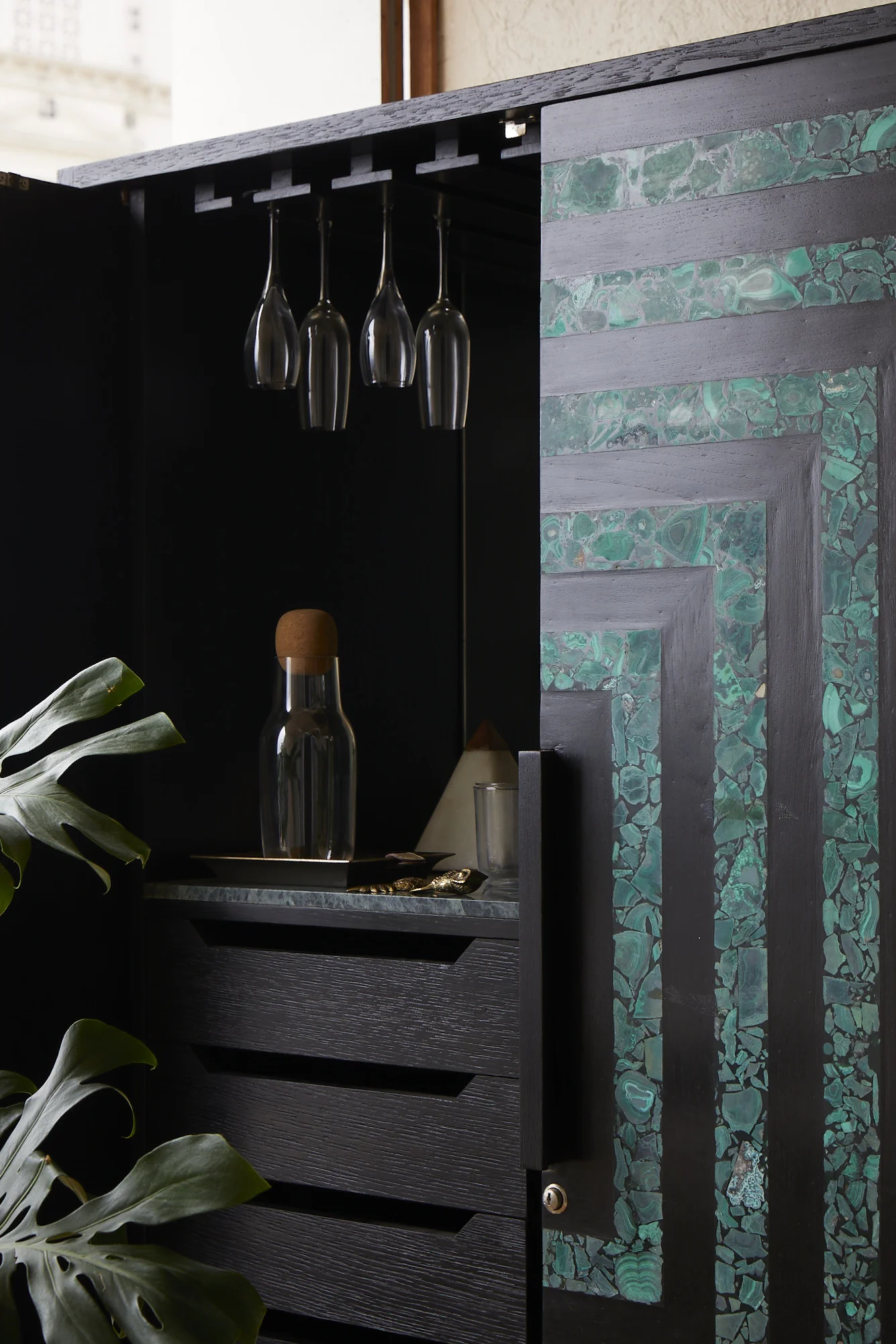 Malachite Bar Cabinet - front view
